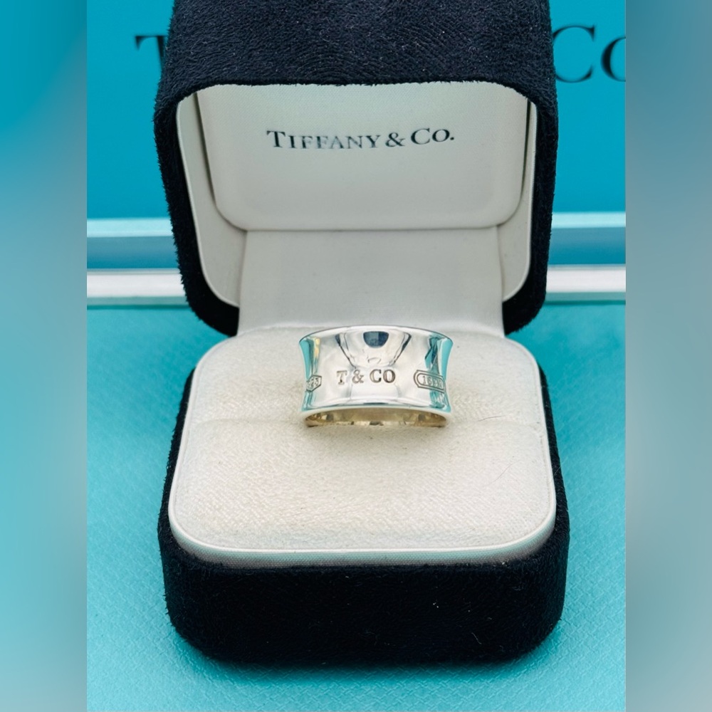 Rare Tiffany & Co 1837 Wide Concave Band Ring Sterling Silver 925 Size 9 - Picture 3 of 11